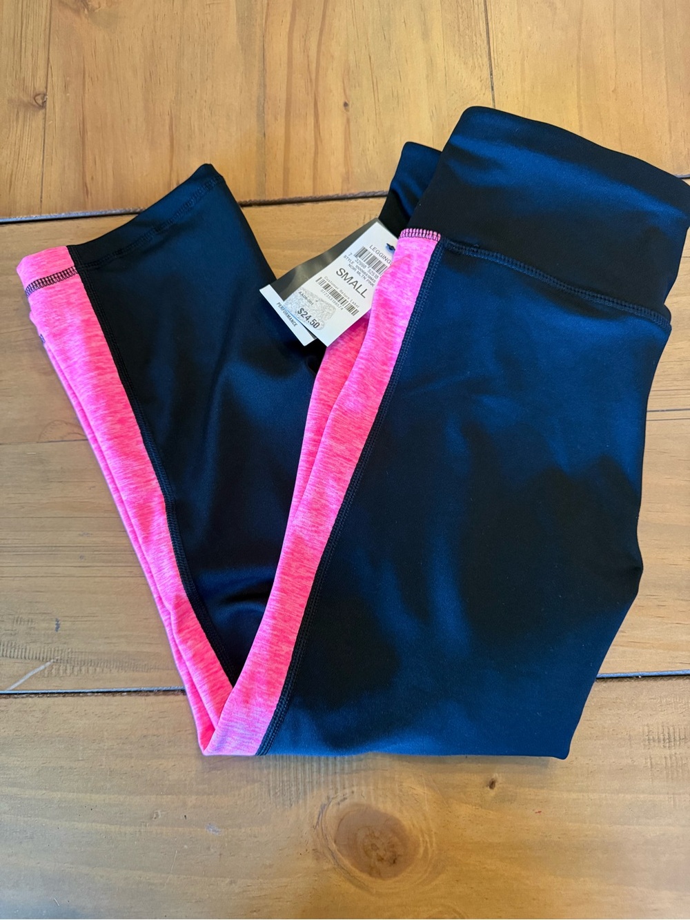 Ideology Black Leggings with Pink Side Stripe